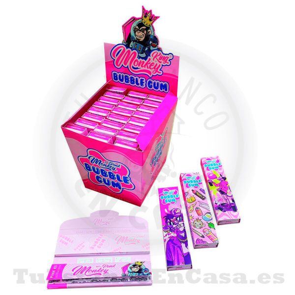 Papel de Fumar Natural Monkey King Extra Largo + Tips de Cartón - BubbleGum - Imagen 2