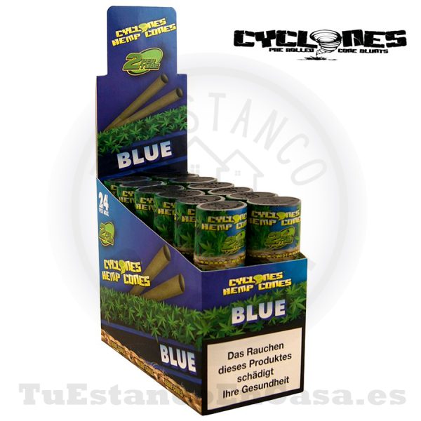 Conos Papel de Fumar Cyclones Hemp Blue (Sabor Arándanos) 2 und. - Imagen 2