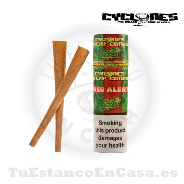 Conos Papel de Fumar Cyclones Hemp Cones Red Alert (Sabor Fresa) 2 und.