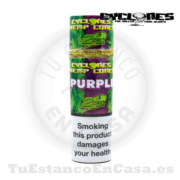 Conos Papel de Fumar Cyclones Hemp Cones Purple (Sabor Uva) 2 und.