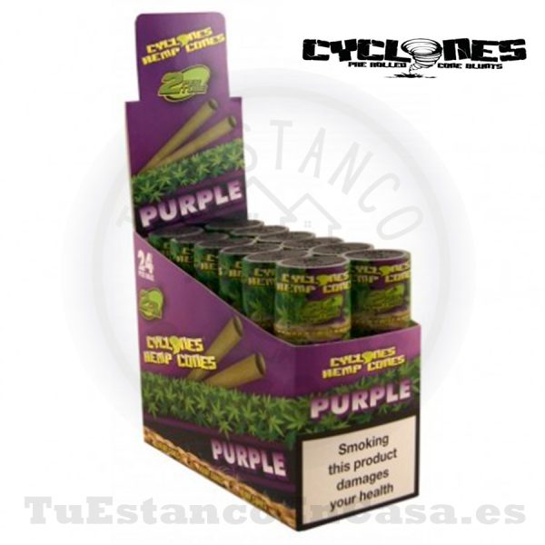 Conos Papel de Fumar Cyclones Hemp Cones Purple (Sabor Uva) 2 und. - Imagen 2