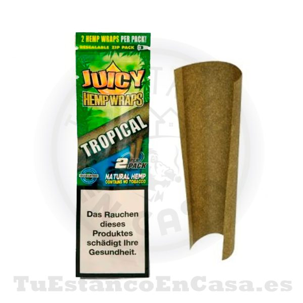 Papel de Fumar Blunt Juicy Jay's Hemp Wraps Tropical (Sabor Frutas Tropicales) 2 und.