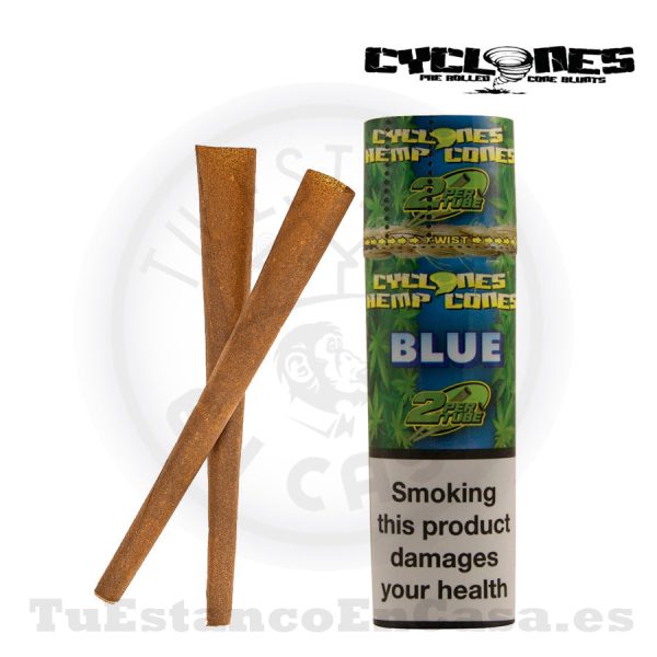 Conos Papel de Fumar Cyclones Hemp Blue (Sabor Arándanos) 2 und.