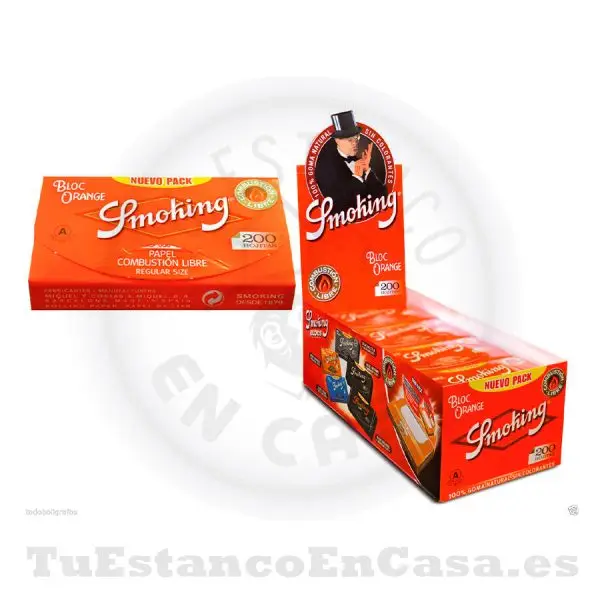 Papel de Fumar Smoking Orange Corto Bloc 200 - 70 mm - Imagen 2