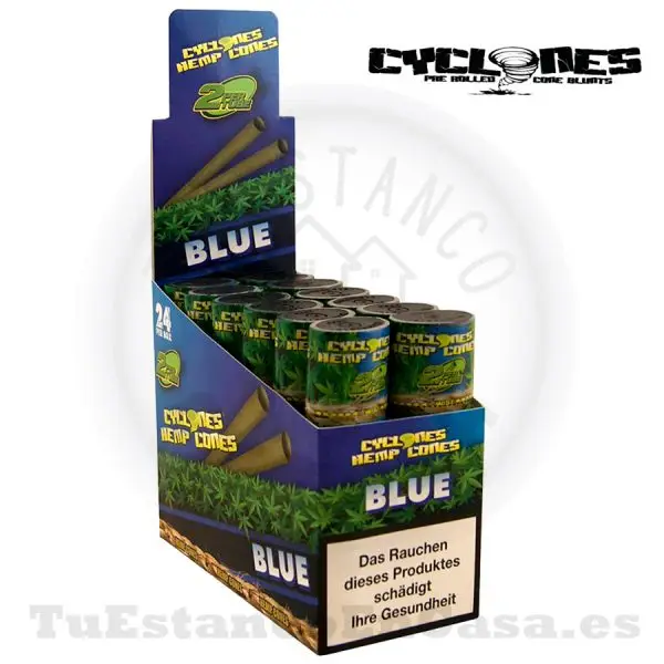 Conos Papel de Fumar Cyclones Hemp Blue (Sabor Arándanos) 2 und. - Imagen 2