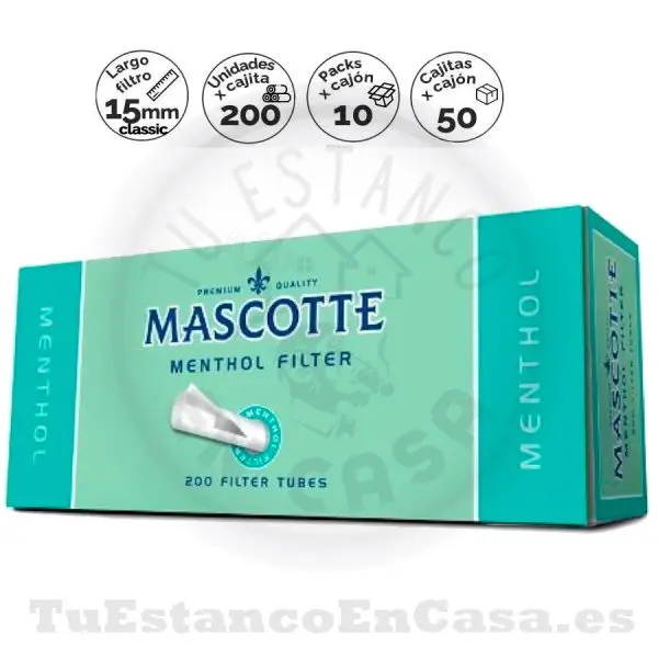 Tubos Mascotte Menthol 200 und.