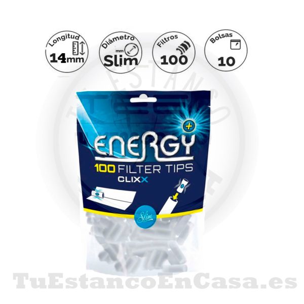 Filtros Energy Slim Menthol Click 6 mm 100 und.