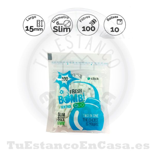 Filtros Fresh Bomb Slim Menthol Click 6 mm 100 und.