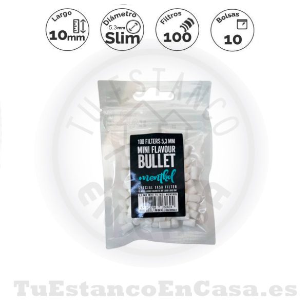 Filtros Mini Bullet Super Slim Menthol 100 und.