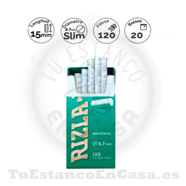 Filtros Rizla + Super Slim Menthol 5,7 mm 120 und.