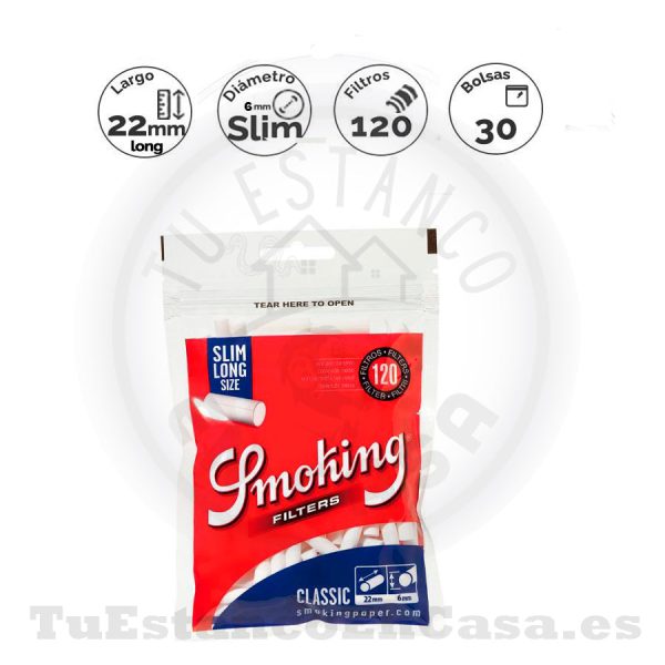 Filtros Smoking Slim Extra Largo 6 mm 120 und.