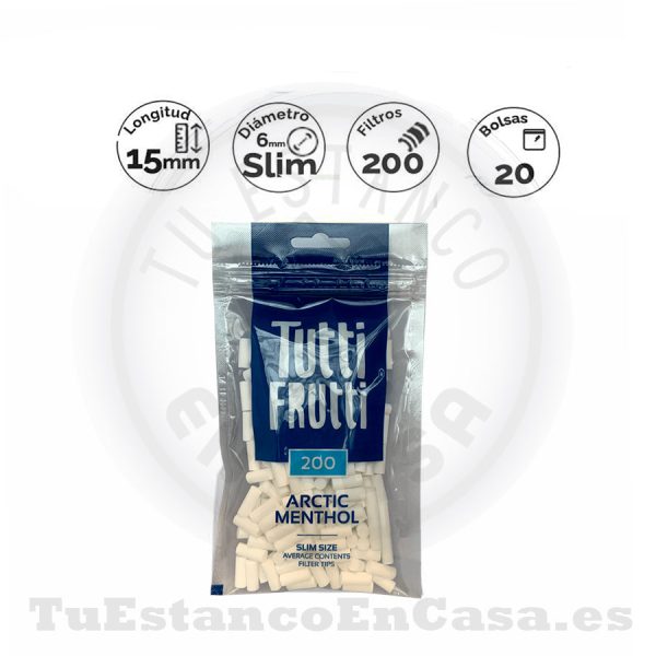 Filtros Tutti Frutti Arctic Menthol 6 mm 200 und.