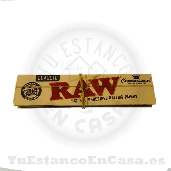Papel de Fumar Natural RAW Connoisseur Slim Extra Largo - 110 mm + 32 Tips Cartones