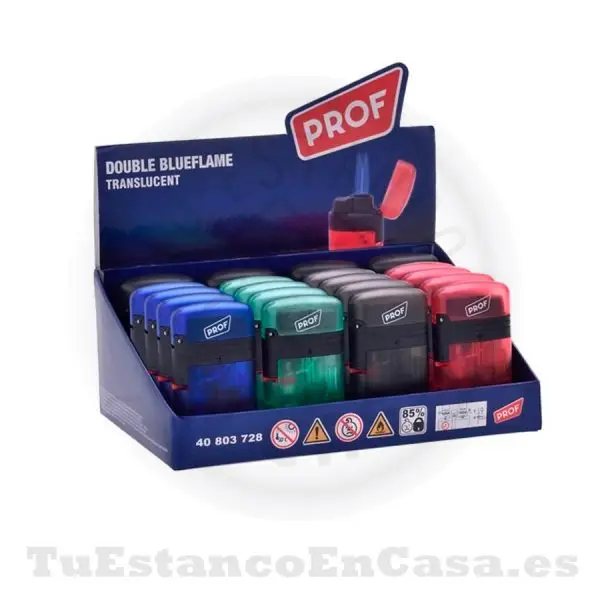 Encendedor Turbo Prof Doble Llama Translúcido - Imagen 2
