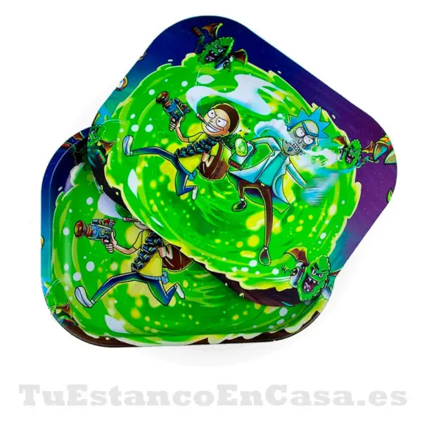Bandejas Metal Pequeñas Rick y Morty con Tapete Magnético Apolo Head Shop