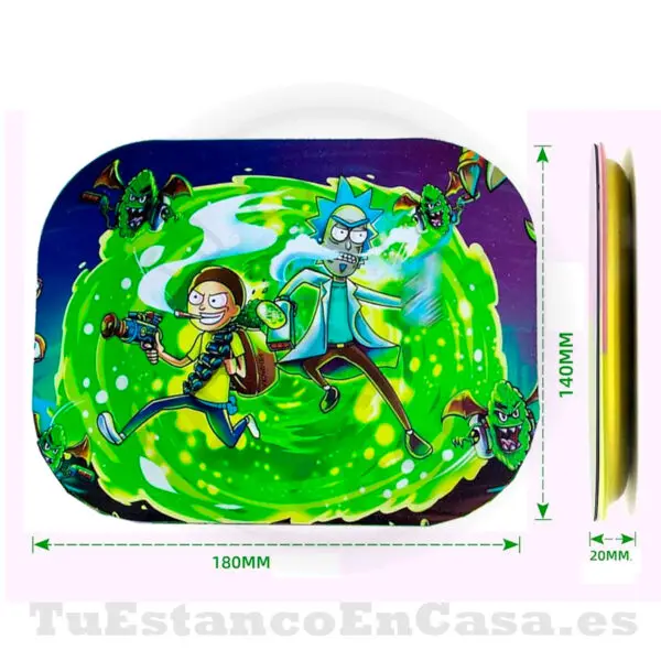 Bandejas Metal Pequeñas Rick y Morty con Tapete Magnético Apolo Head Shop - Imagen 2