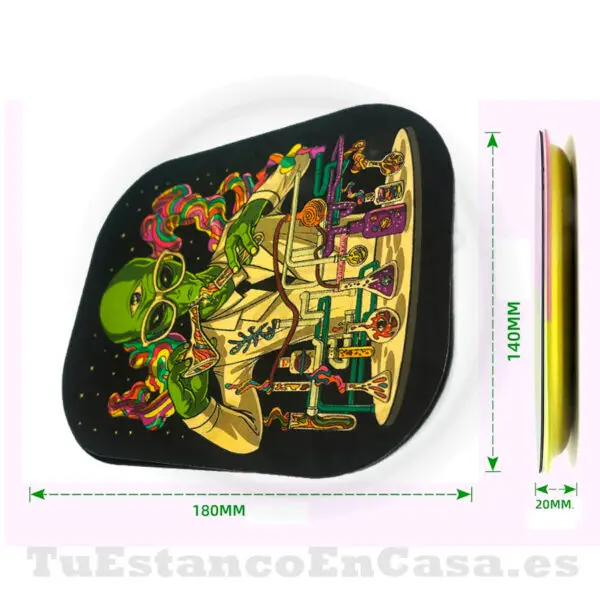 Bandeja Metal Pequeña Alien con Tapete Magnético Apolo Head Shop - Imagen 2