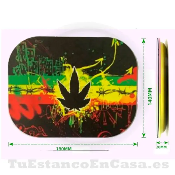 Bandeja Metal Pequeña Jamaica con Tapete Magnético Apolo Head Shop - Imagen 2