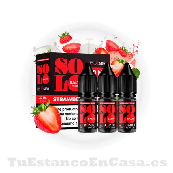 E - Liquido Bombo Solo Salts - Strawberry Cream - Imagen 2