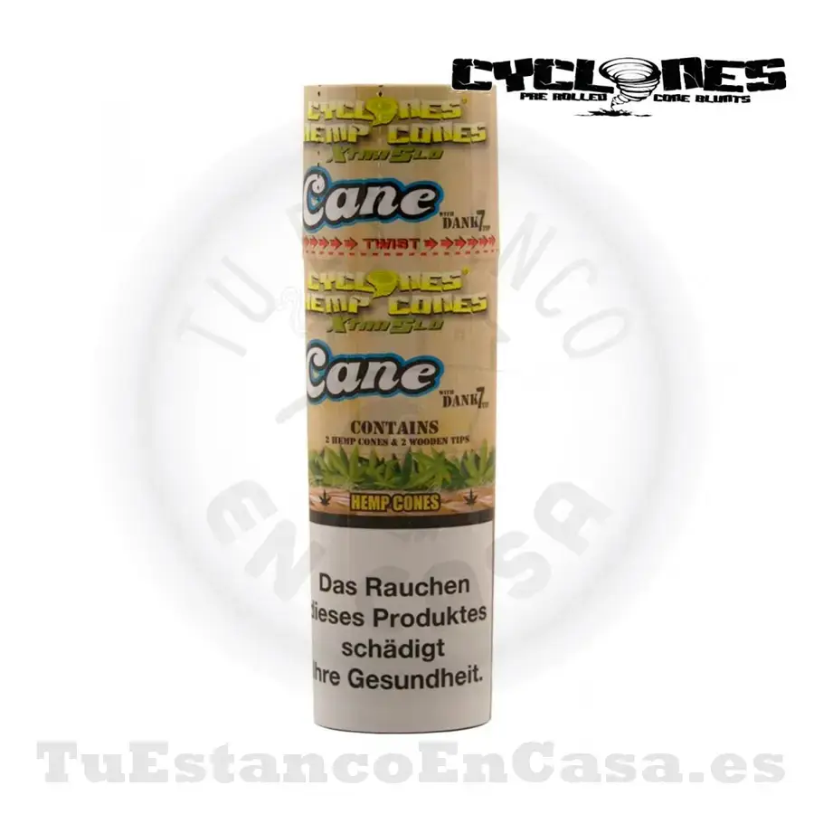 Conos-Cyclones-Cane-1.webp Conos Papel de Fumar Cyclones Hemp Cones Cane (Sabor Caña de Azúcar) 2 und. - Imagen 1