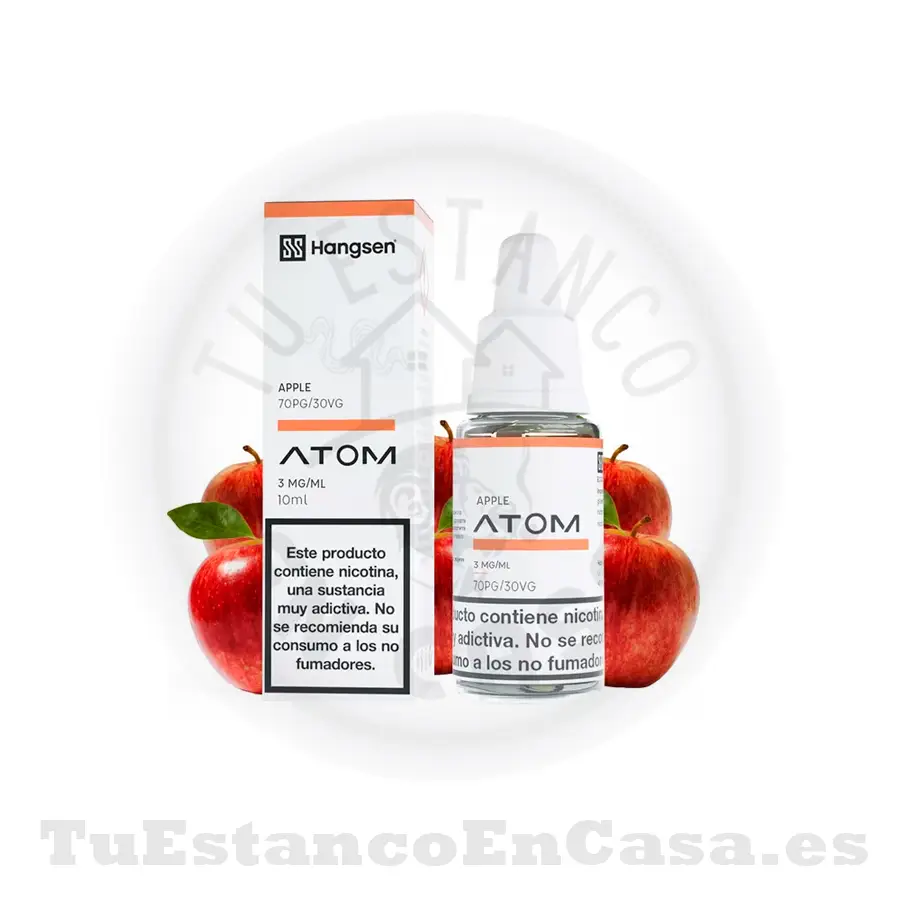 Hanseng-APPLE.webp E - Liquido Hangsen Atom Apple - 10 ml - Imagen 1