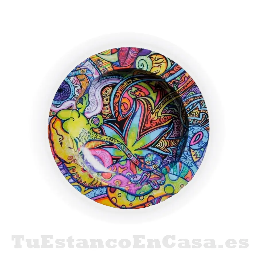 cenicero-7.webp Cenicero Metálico - Diseño Psychedelic Weed - Imagen 1