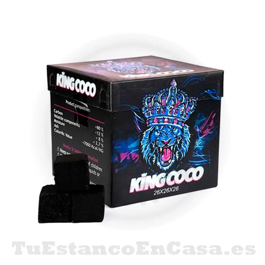 kingcoco-1kg.webp Carbón Natural King Coco 26 mm - 1 Kg - Imagen 1