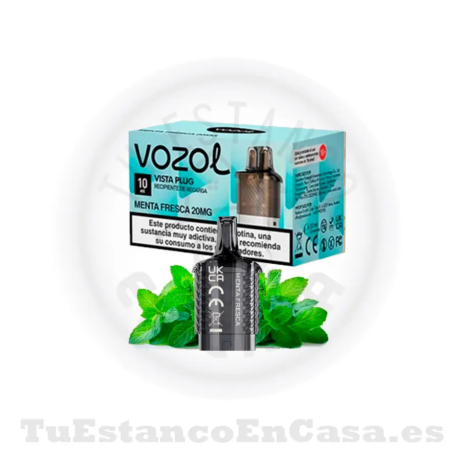 recarga-Vozol-menta-1-2.webp Recarga Cabezal Vozol Vista Plug (2 ml + 10 ml) 10000 puf - Menta ICE - Imagen 1