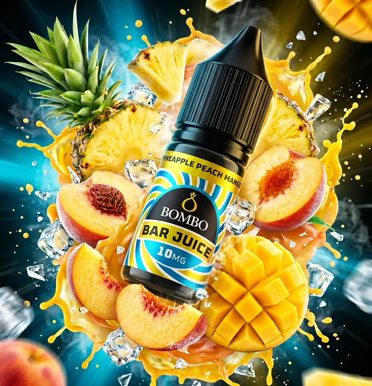 Bombo-Bar-Juice-Pineapple-Peach-Mango Bombo Bar Juice Pineapple Peach Mango – Sales de nicotina 10 ml - Imagen 1