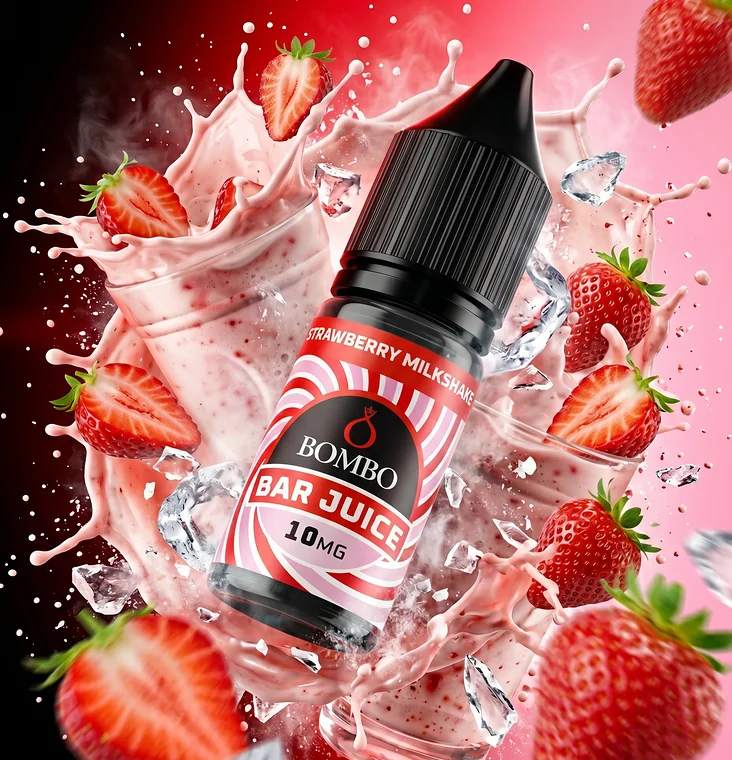 Bombo-Bar-Juice-Strawberry-Milskhake Bombo Bar Juice Strawberry Milkshake – Sales de nicotina 10 ml - Imagen 1
